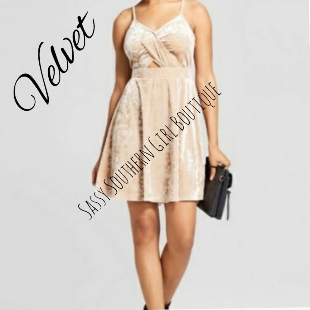 🆕⭐ Nude blush velvet dress